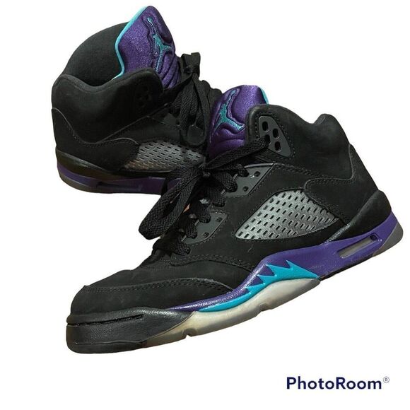 Nike Air Jordan 5 Retro BLACK GRAPE PURPLE   440888-007 YOUTH Size 5Y Womens 6.5 - Picture 1 of 8
